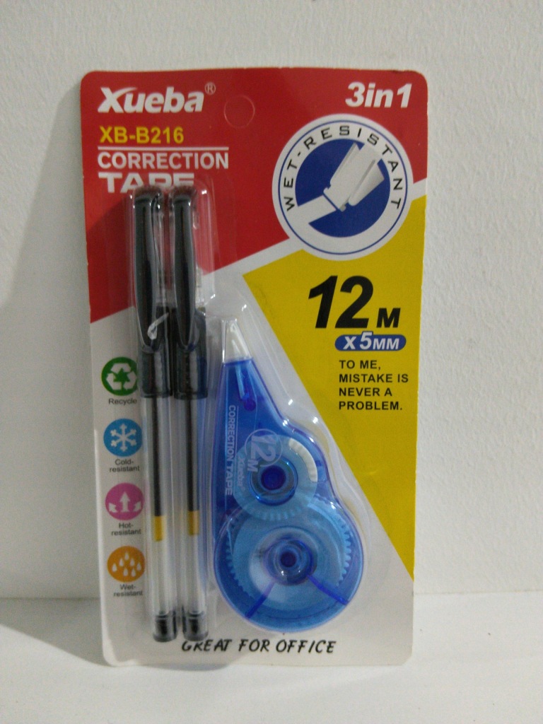Korektor w taśmie z długopisami czarnymi Xueba | Correction Tape