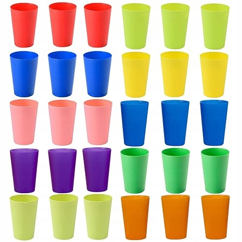 30 SZTUK KOLOROWE PLASTIKOWE KUBKI WIELOKROTNEGO UŻYTKU 260ML PLASTIKOWYCH