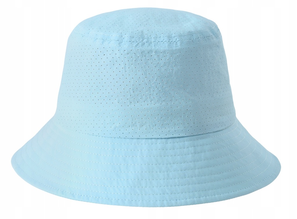 BŁĘKITNY ODDYCHAJĄCY LETNI GŁADKI DZIECIĘCY KAPELUSZ BUCKET HAT 54-56 CM