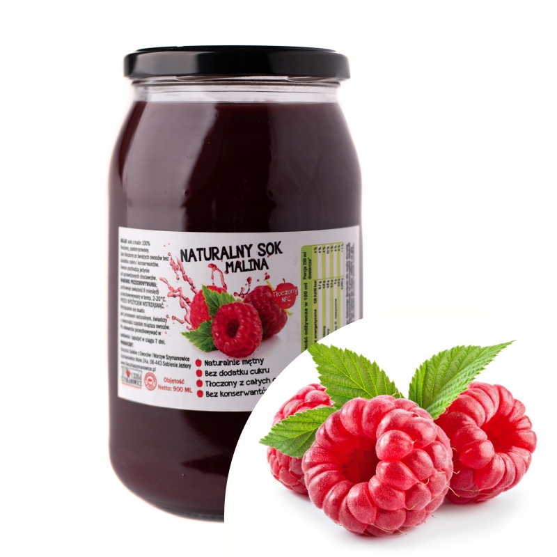 Sok z malin Tłocznia Szymanowice 900 ml