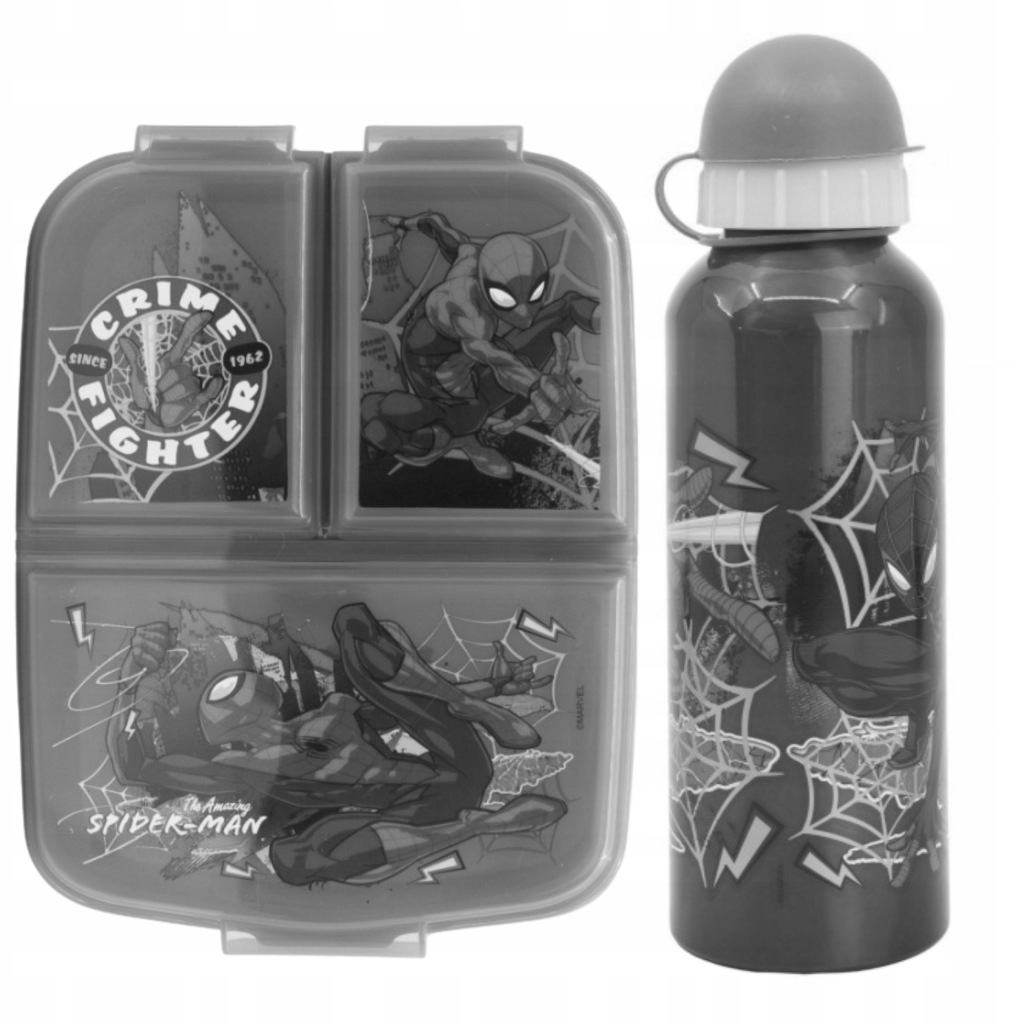 BIDON i ŚNIADANIÓWKA PRZEGRÓDKI LUNCH BBOX PREZENT TRZYKOMOROWA SPIDERMAN