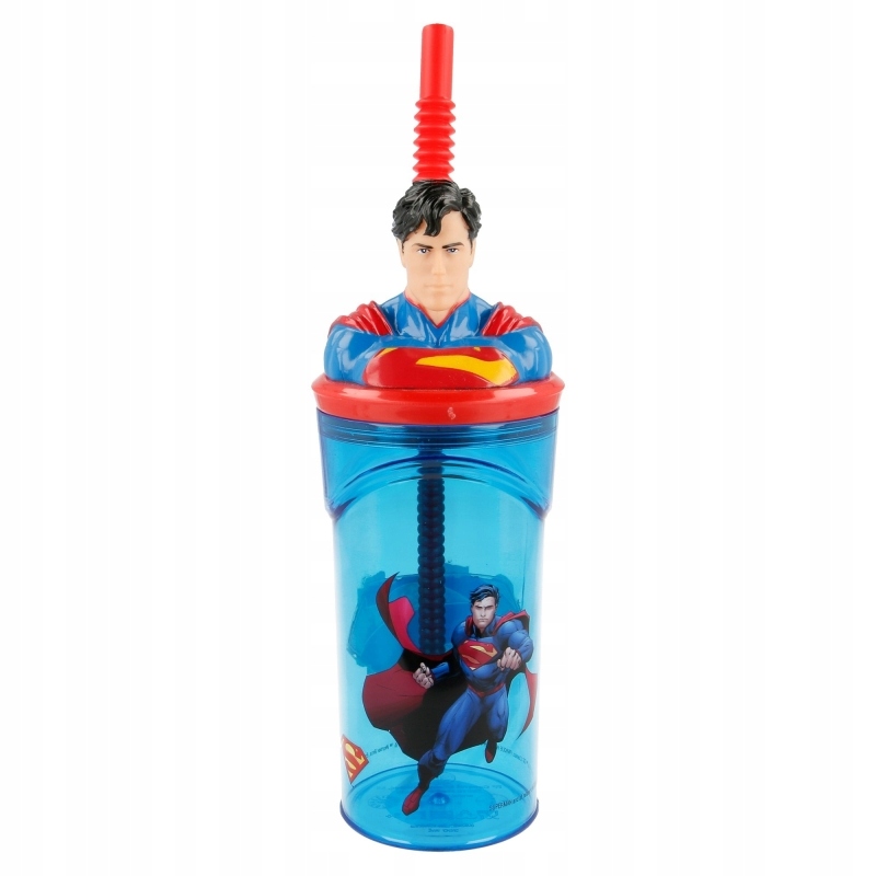 Kubek ze słomką i figurką 3D SUPERMAN 360ml