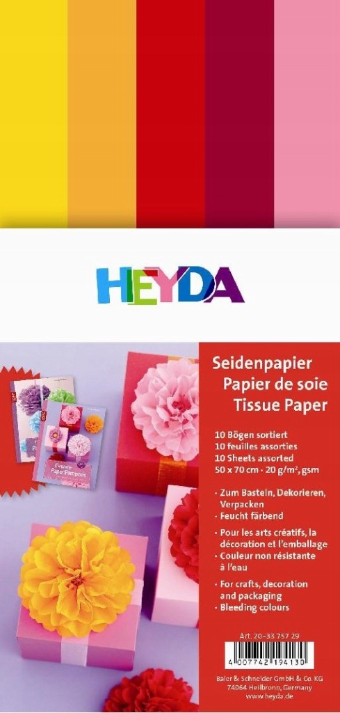 Papier Jedwabny 50x70 cm, Mix Żółto-Czerwony, 10 Arkuszy