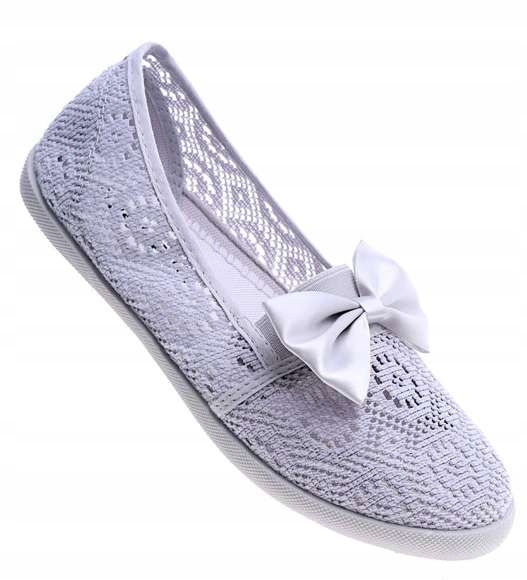 Buty dziewczęce Koronkowe szare balerinki baletki 1953 26