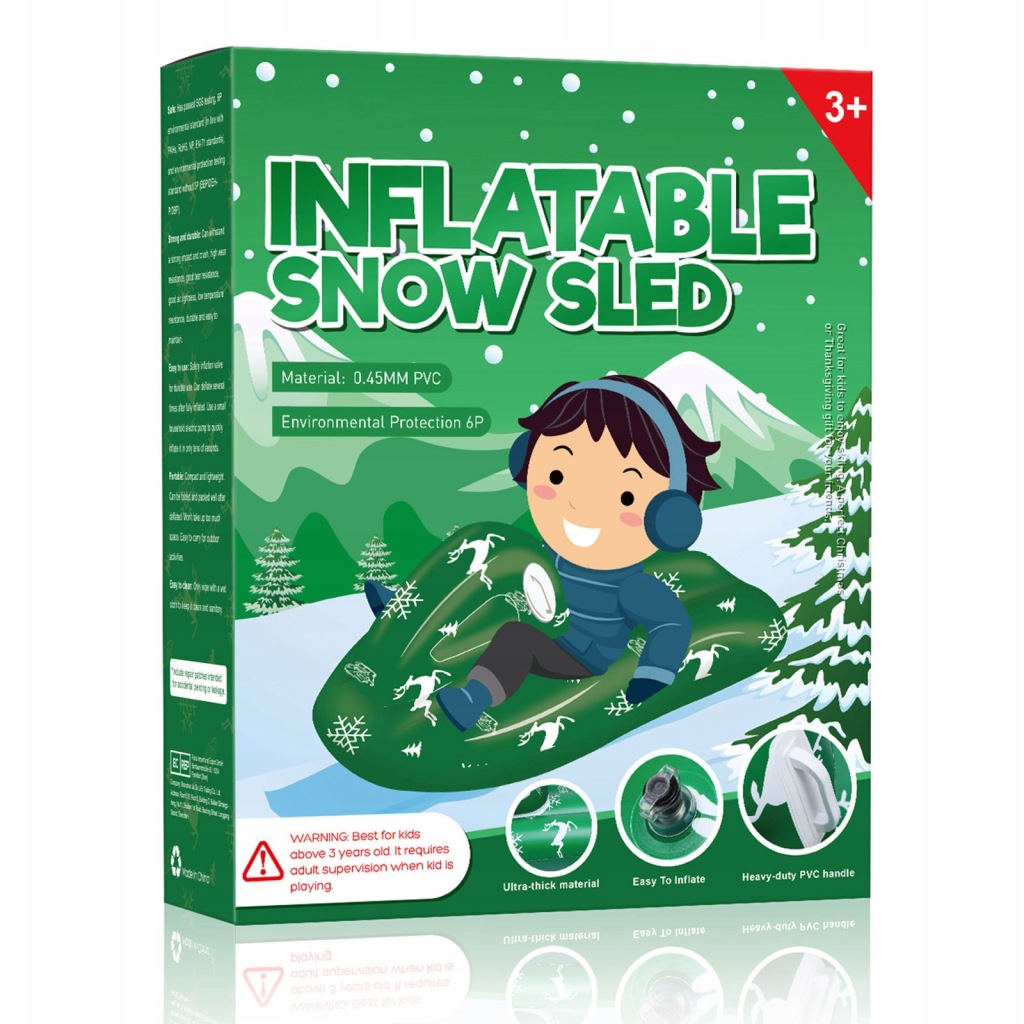 INFLATABLE CHILDREN'S SLED SNOW RIDER SNOW RACER FOR KIDS ADULTS 120*68CM