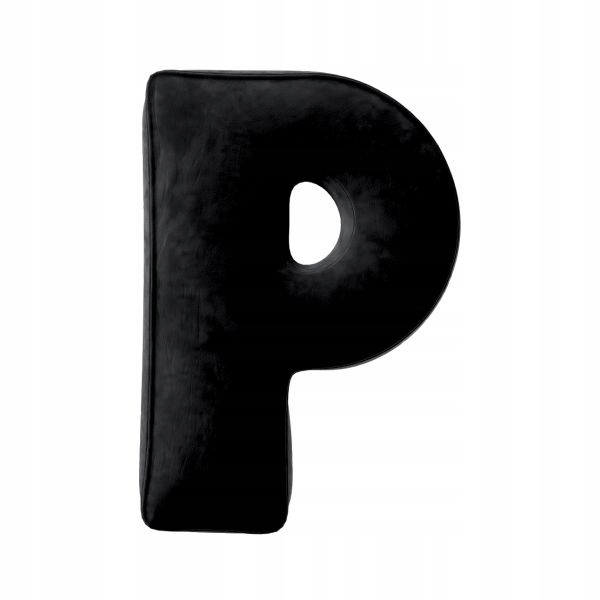 Poduszka welurowa literka P , 40cm DUŻA czerń
