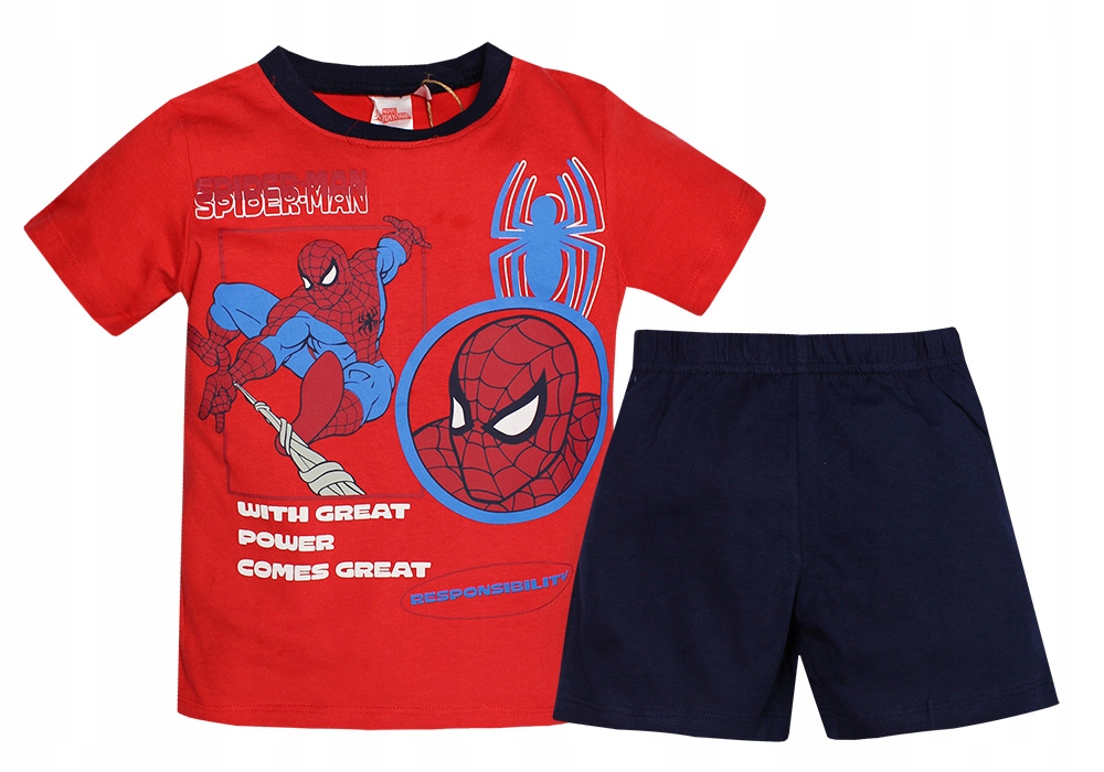SPIDERMAN MARVEL PIŻAMA LETNIA ZESTAW CHŁOPIEC T-SHIRT KRÓTKIE SPODENKI 98