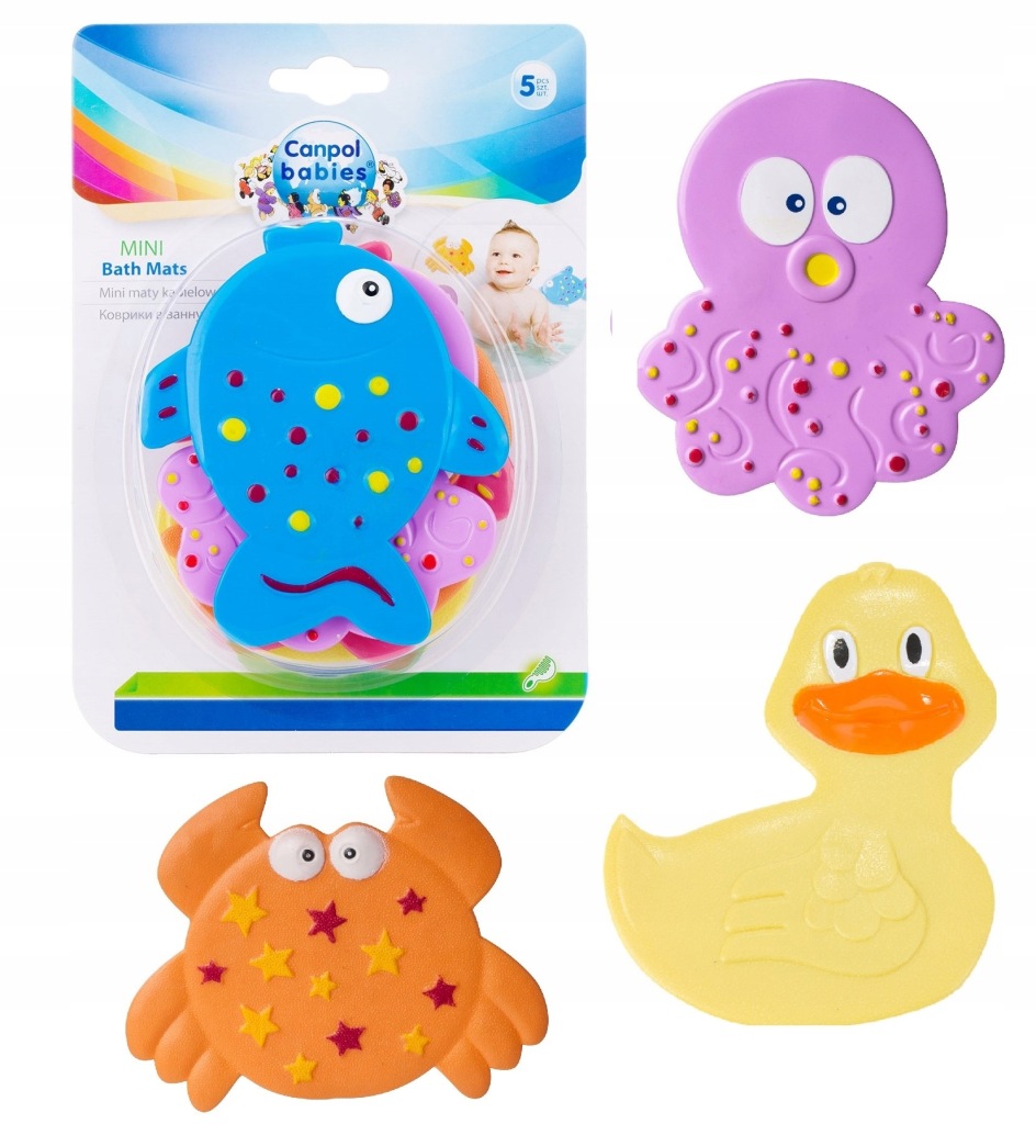 Canpol babies mini maty kąpielowe antypoślizgowe kolorowy ocean 5 sztuk