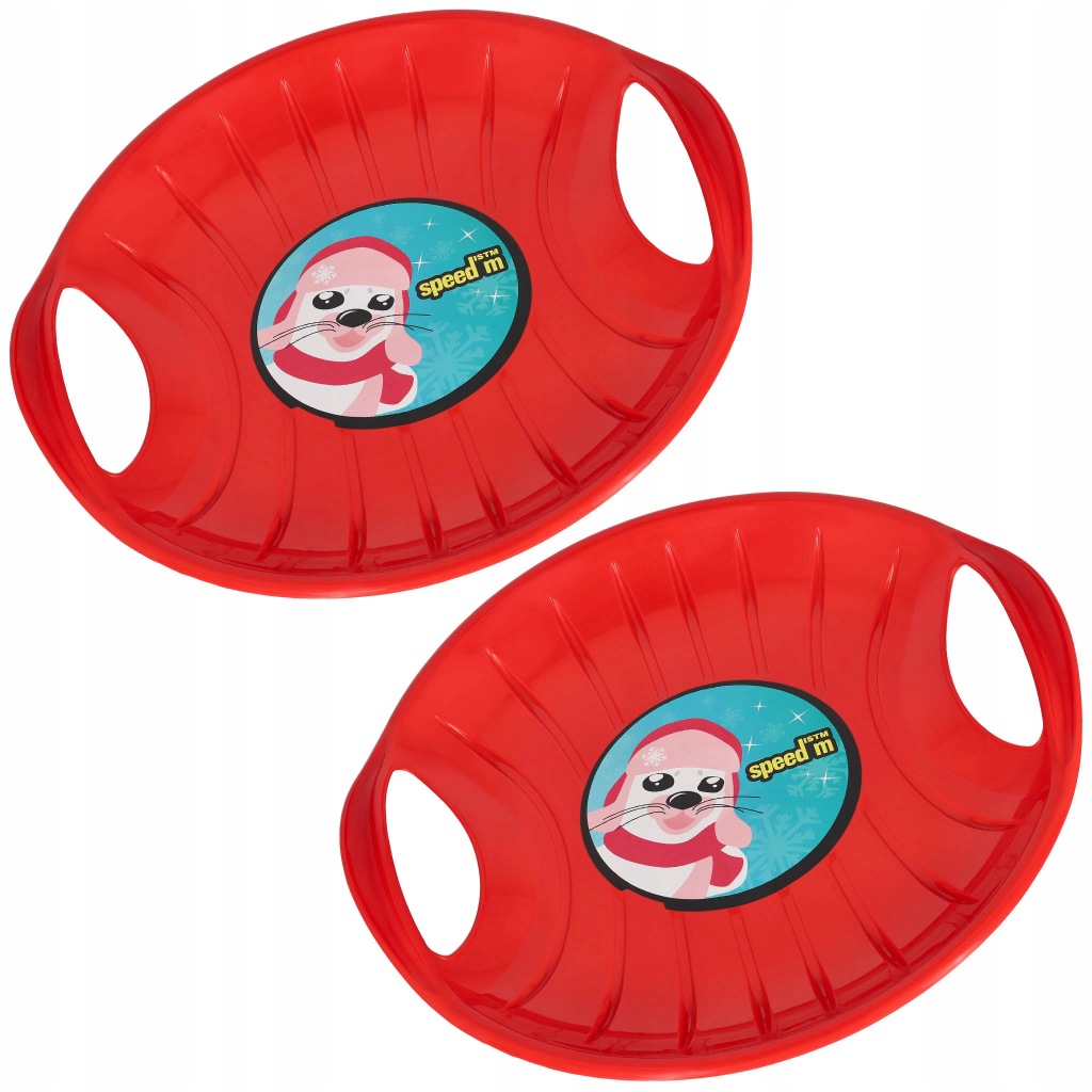 SANKI PLASTIKOWE ŚLIZG DO ZJEŻDŻANIA PO ŚNIEGU CZERWONY 60 CM ZESTAW 2 SZT.