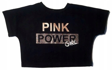 MAŁAMI T-SHIRT BLUZKA CZARNA POWER GIRL 110 - 116