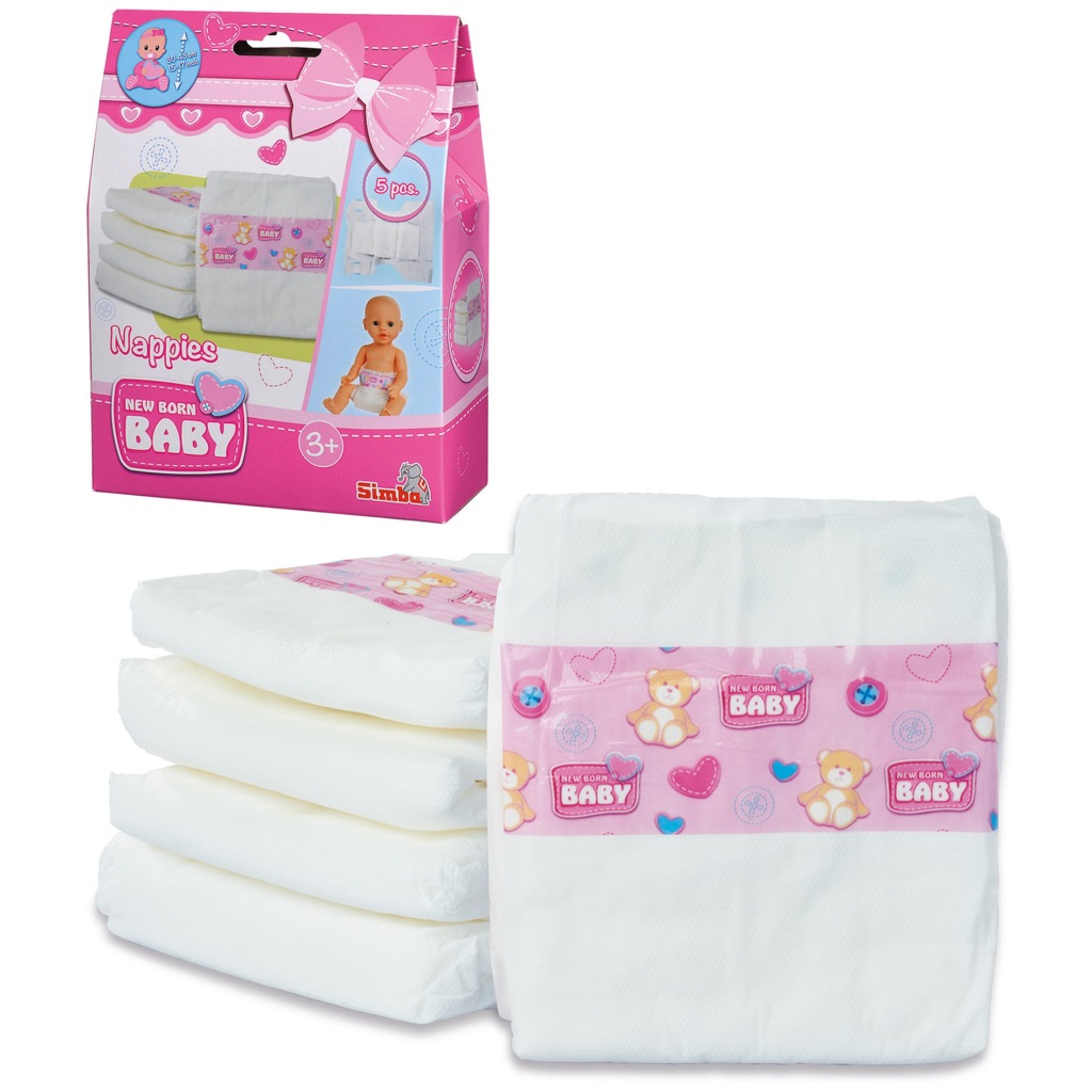 5 pieluszek dla lalki New Born Baby Simba Toys
