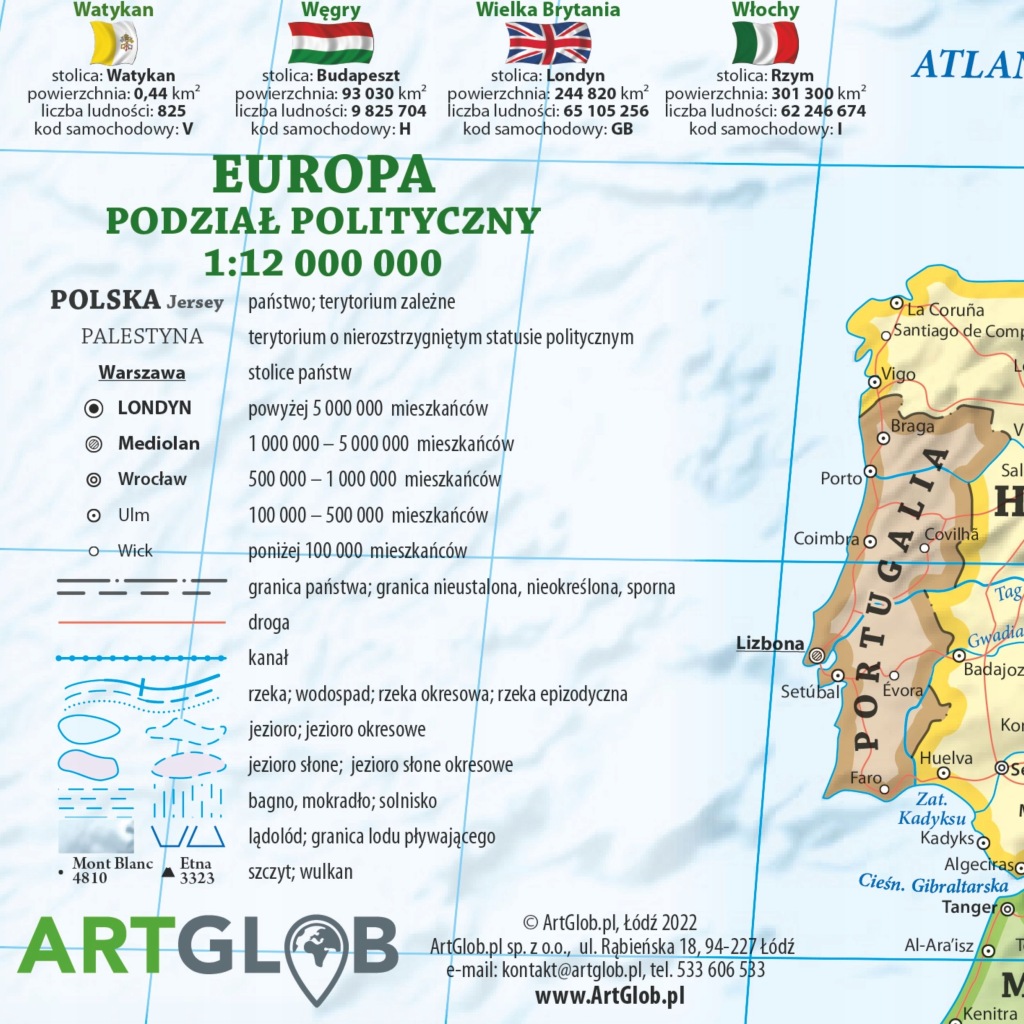 Plan lekcji - polityczna mapa Europy do zawieszenia ścieralny