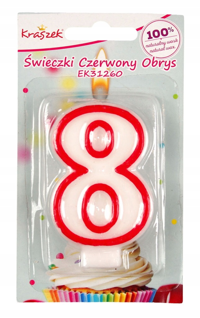 Świeczka Czerwony Obrys "8"