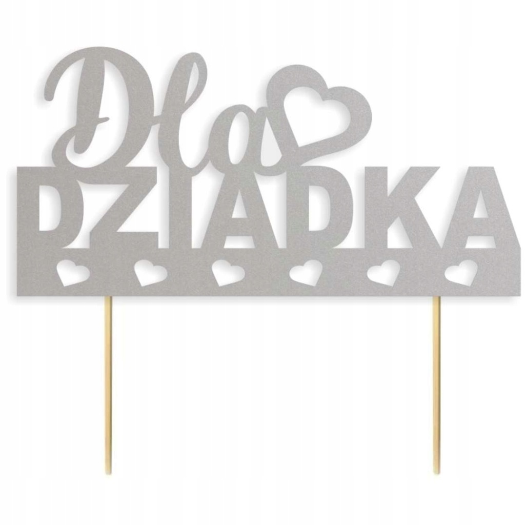 Topper papierowy "Dla Dziadka", srebrne serca, 16 cm
