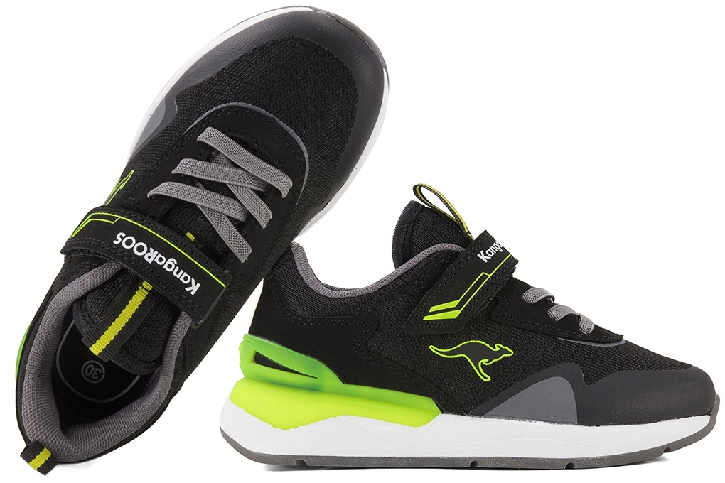 Buty dziecięce KangaROOS KD-Gym EV jet black/neon yellow 28 EU