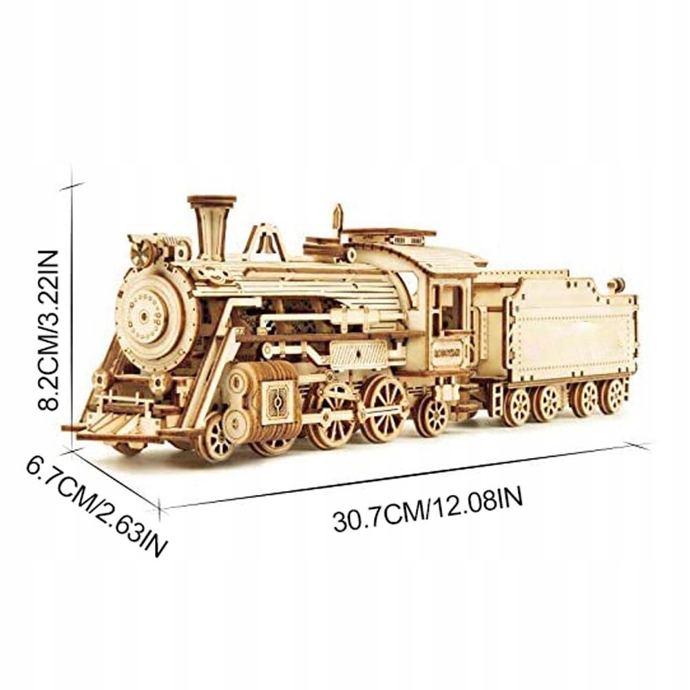 Zestaw do Składania dla Dzieci i Dorosłych: Drewniany Pociąg Parowy 3D - Model do Układania