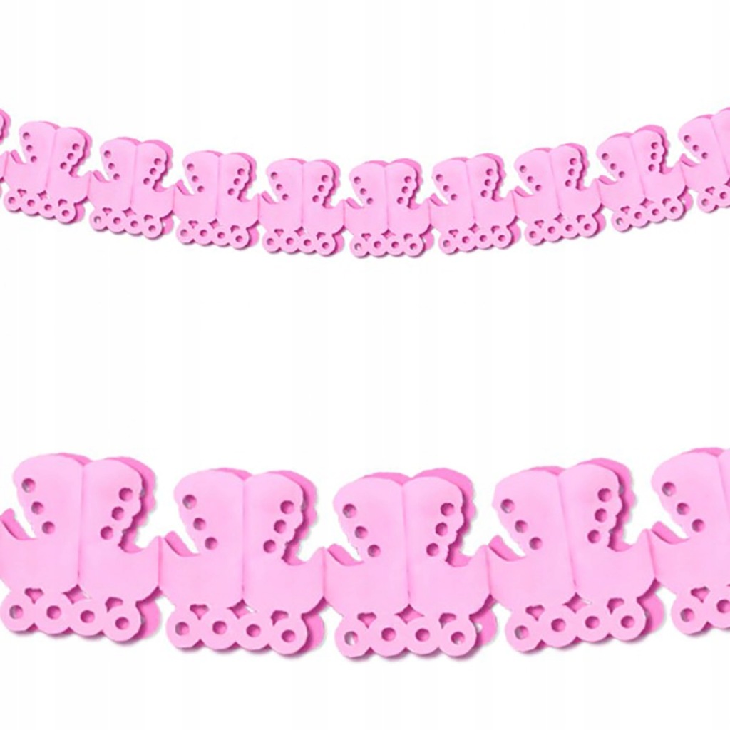 Girlanda Różowe Wózeczki Baby Shower chrzest