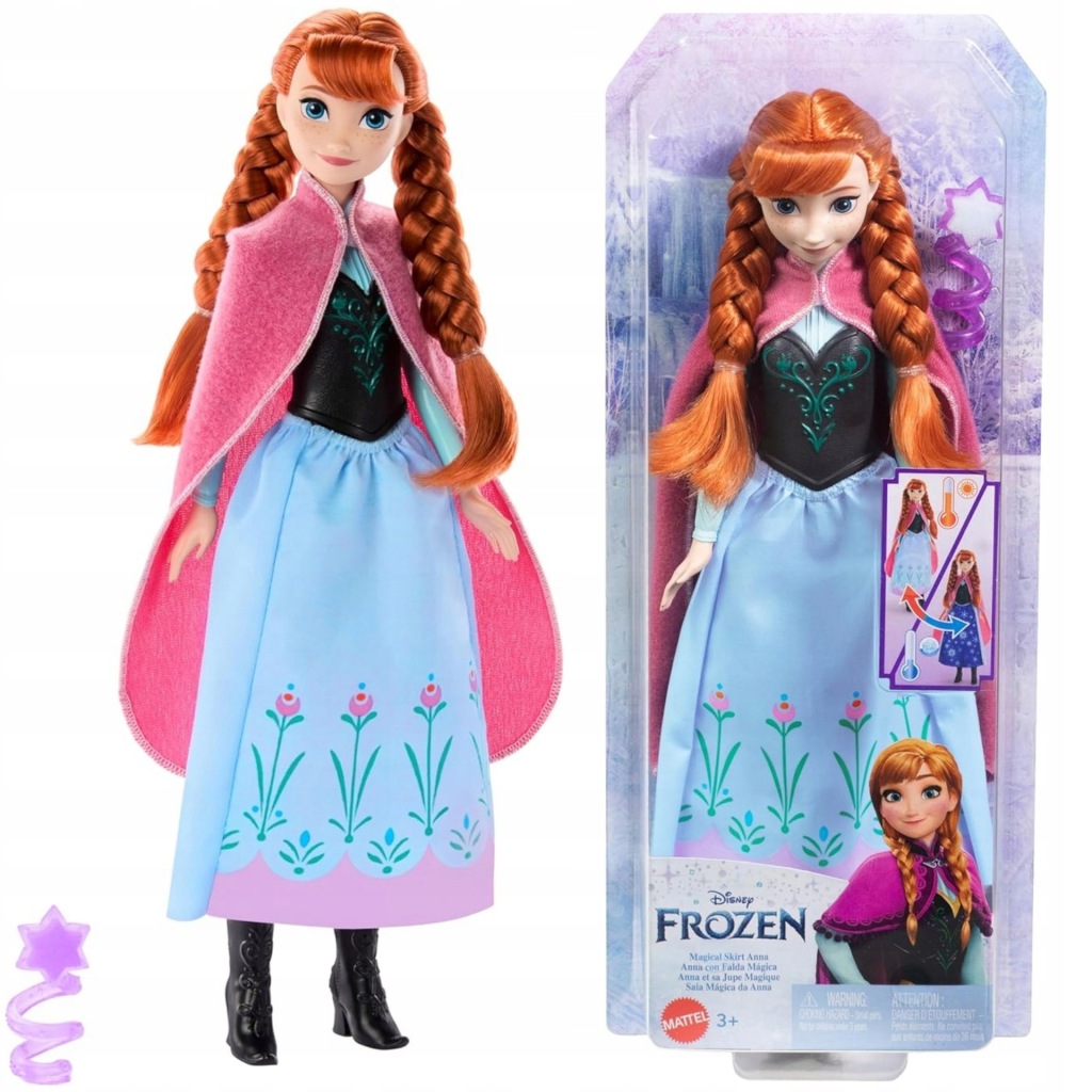 LALKA FROZEN KRAINA LODU ANNA W SUKIENCE ZMIENIAJĄCEJ KOLOR ZABAWKA HTG24