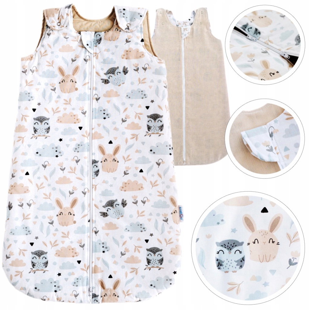 Śpiworek do spania BabyU Comfort 0.5 TOG bawełna dwustronny zamek XS