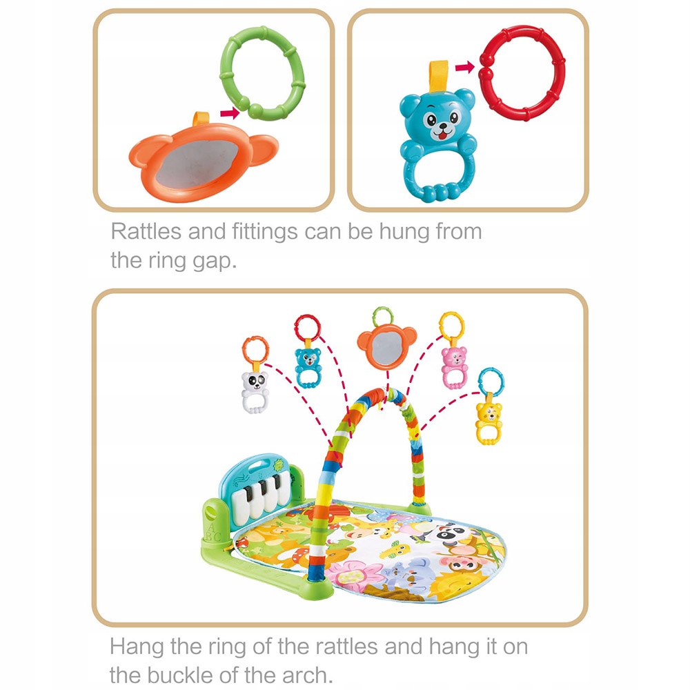 Baby Playmat Kick and Play Piano Gym z muzyką LED LED LED TOBING N7