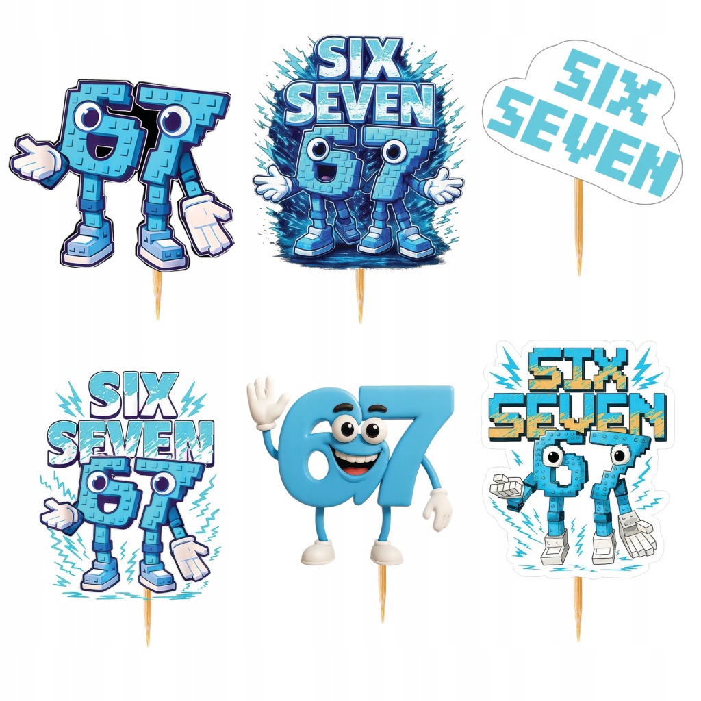 TOPPER NA TORT SIX SEVEN BRAINROT 67 sixseven ZESTAW POSTACI TOPPERY 7szt 2