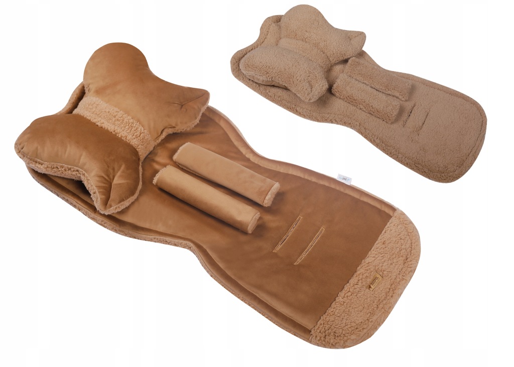 Wkładka do spacerówki z podusią dwustronna TEDDY + VELVET brązowa