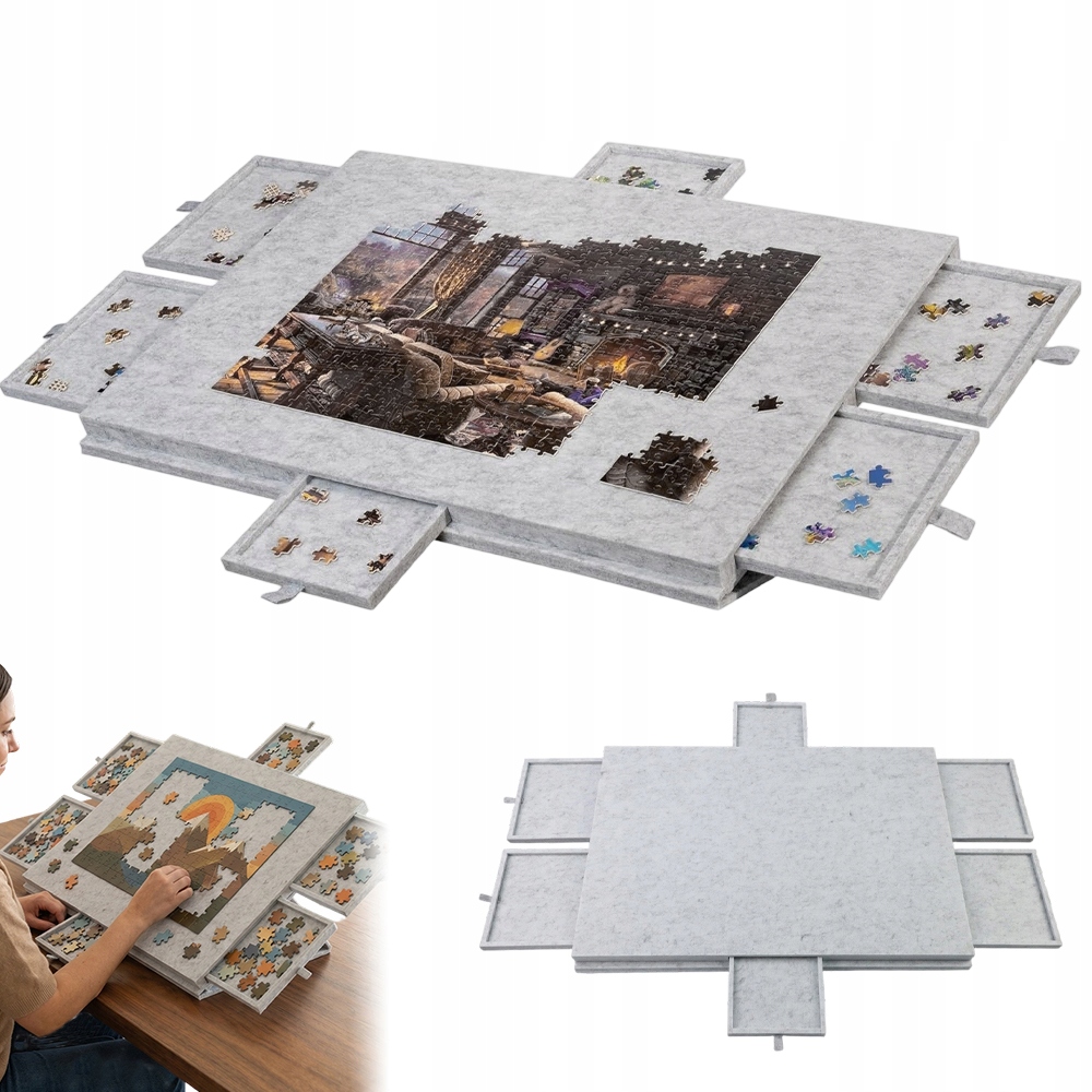 Blat Do Układania Puzzli 77x53cm Filcowy Dla Doroslych 1000 Z 4 Szufladami