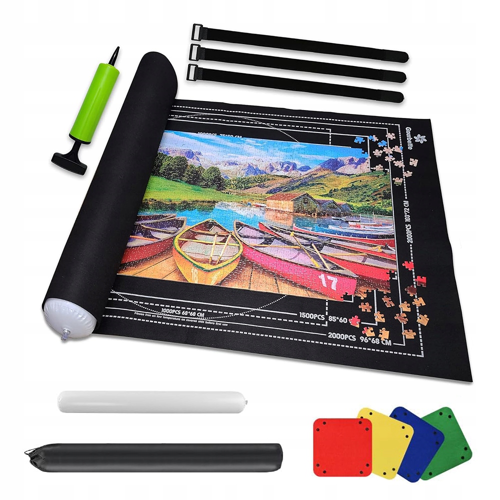 MATA DO UKŁADANIA PUZZLI 2000EL 120X80CM ZESTAW TORBA TACKI SORTER CZARNA
