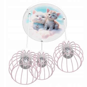 Lampa sufitowa do pokoju dziewczynki Kotki Koszyk 3xE27