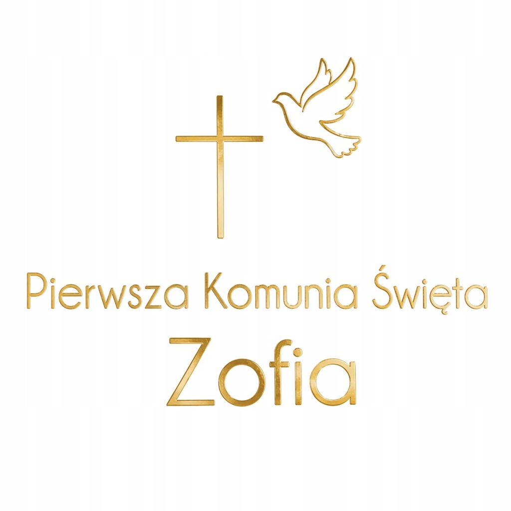 Napis na Komunię Świętą + imię – dekoracja na drzwi / tło zdjęć