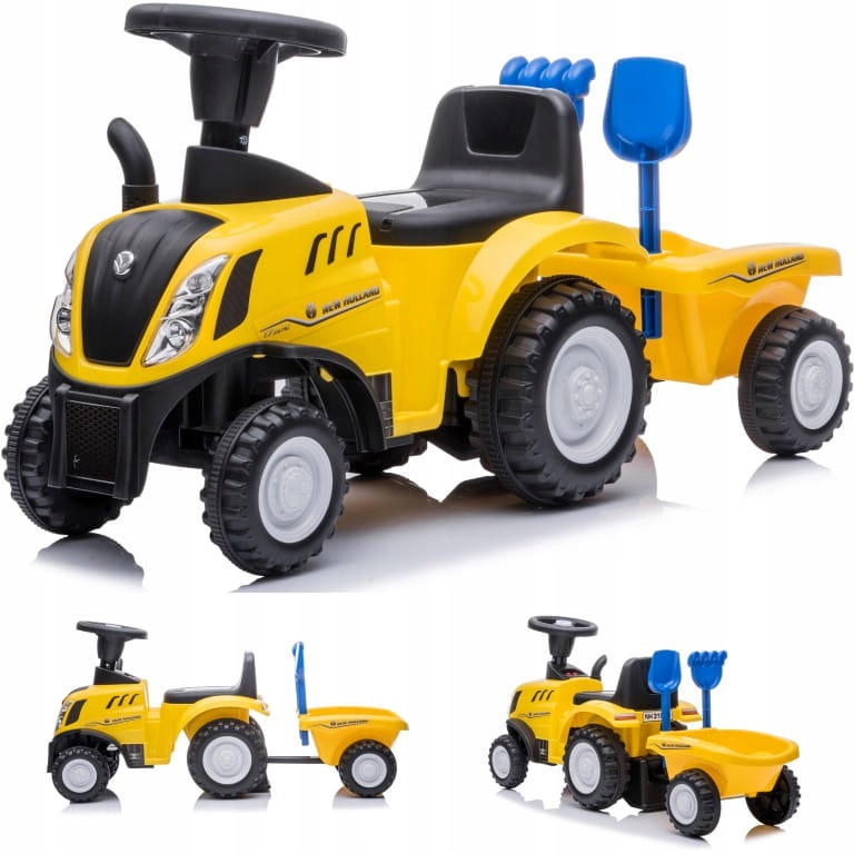 Jeździk Sun Baby traktor z przyczepą New Holland żółty