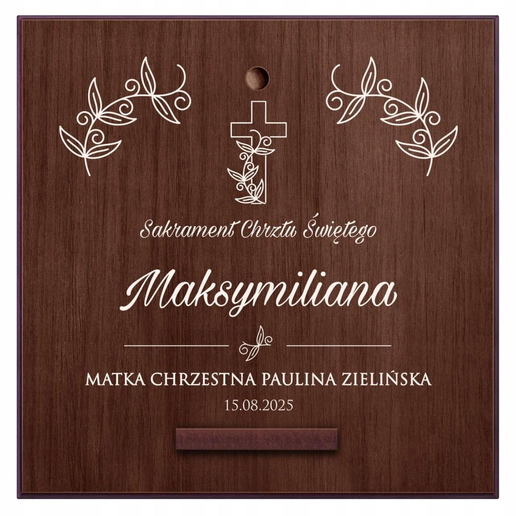 Obrazek srebrny Murrano z grawerem 14x14 cm na chrzest