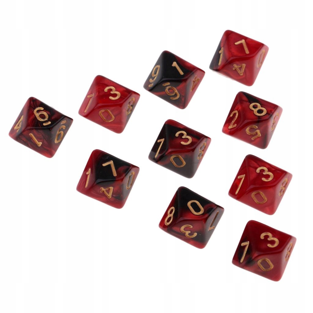 10pcs 16mm D10 for Kids Math Education & Adult Party Games Noir