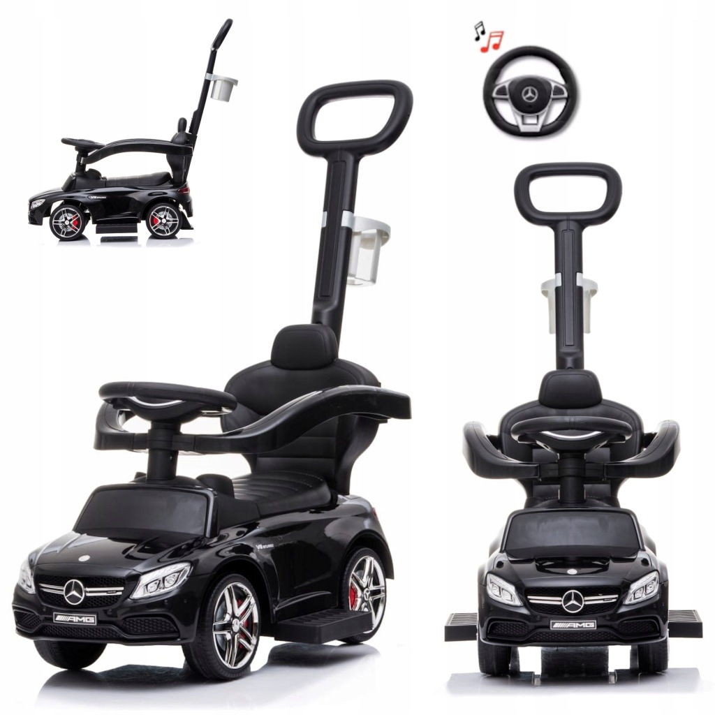 JEŹDZIK PCHACZ MERCEDES CZARNY Z RĄCZKĄ COIL