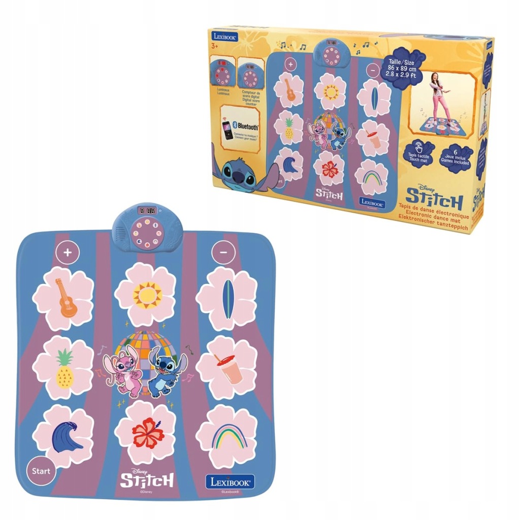 Lexibook Disney Stitch DM10DLXB Mata do tańczenia Bluetooth Led 6