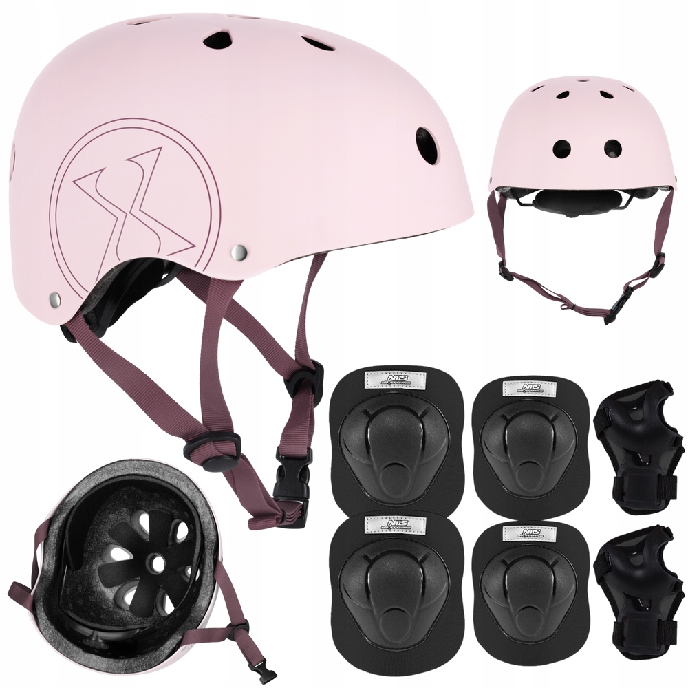 Kask Rowerowy Dziecięcy Z Regulacją + Ochraniacze Komplet Na Deskorolkę M