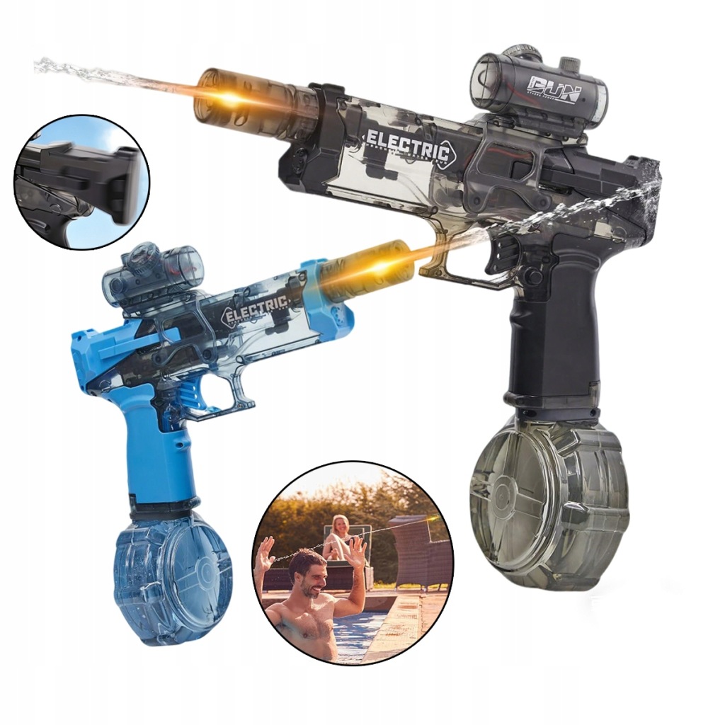 PISTOLET NA WODĘ BROŃ WODNA ELEKTRYCZNY NA AKUMULATOR Z MAGAZYNKAMI