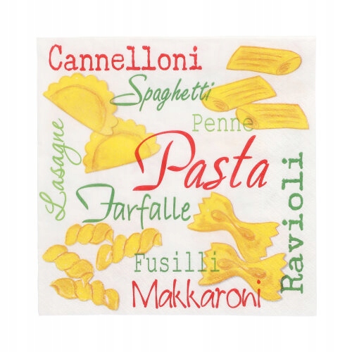 Serwetki włoskie italia makarony ozdobne bibuła 3warstwowe eko 33x33 20szt.