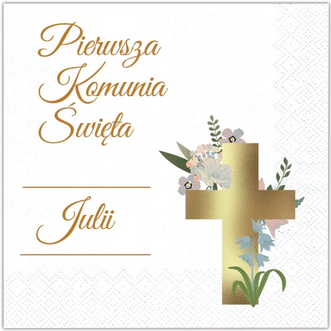 Serwetki komunijne personalizowane Pierwsza Komunia Święta Imię dziecka