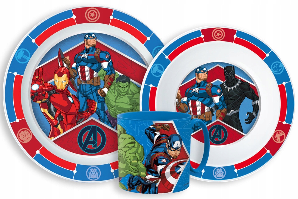 Zestaw naczyń Avengers Army, zestaw z mikrotworzywa sztucznego z kubkiem 265 ml