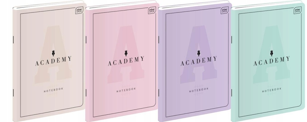 4 SZT. X ZESZYT A5, 60 KARTEK LINIA Z MARGINESEM, INTERDRUK ACADEMY PASTEL