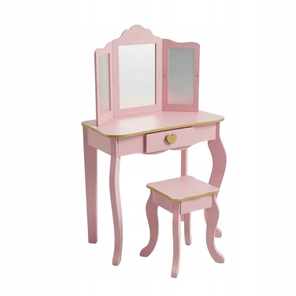 TOALETKA DZIECIĘCA MDF Z LUSTREM I KRZESEŁKIEM RÓŻOWA 59,5X29X98,5 CM