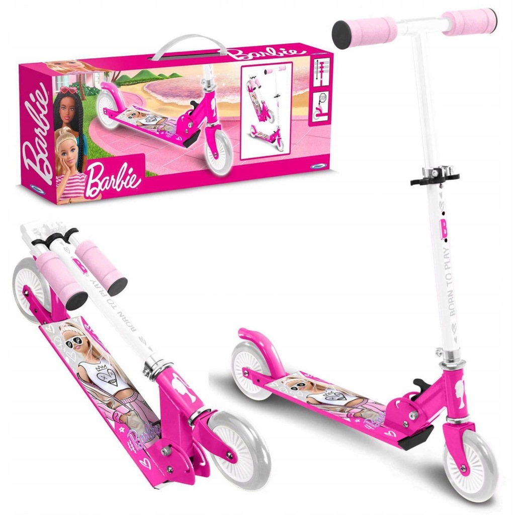 Hulajnoga Barbie dwukołowa składana różowa stamp