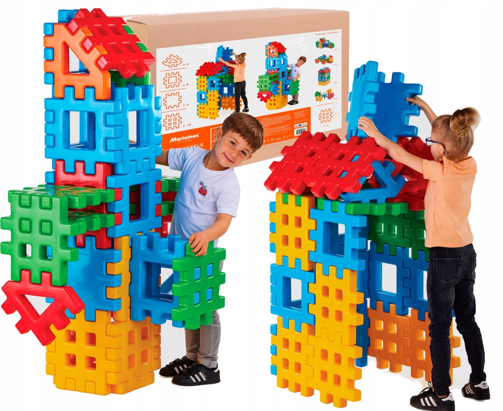 Klocki konstrukcyjne Marioinex Maxi Waffle 32 el plastikowe dla dzieci 2+