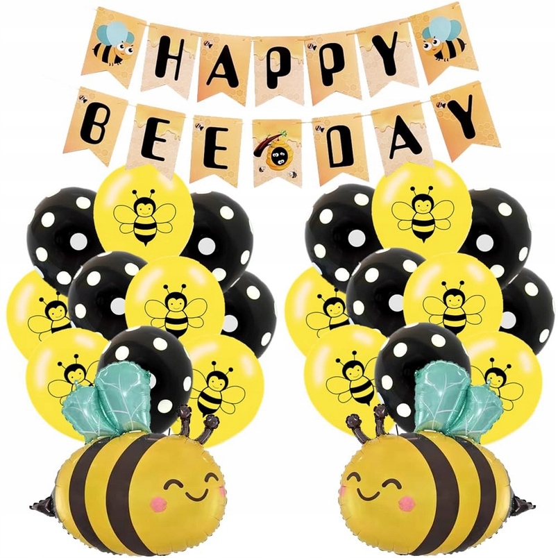 Balony Urodzinowe Pszczoła 23 szt Happy Bee day Dekoracje pszczółka Party