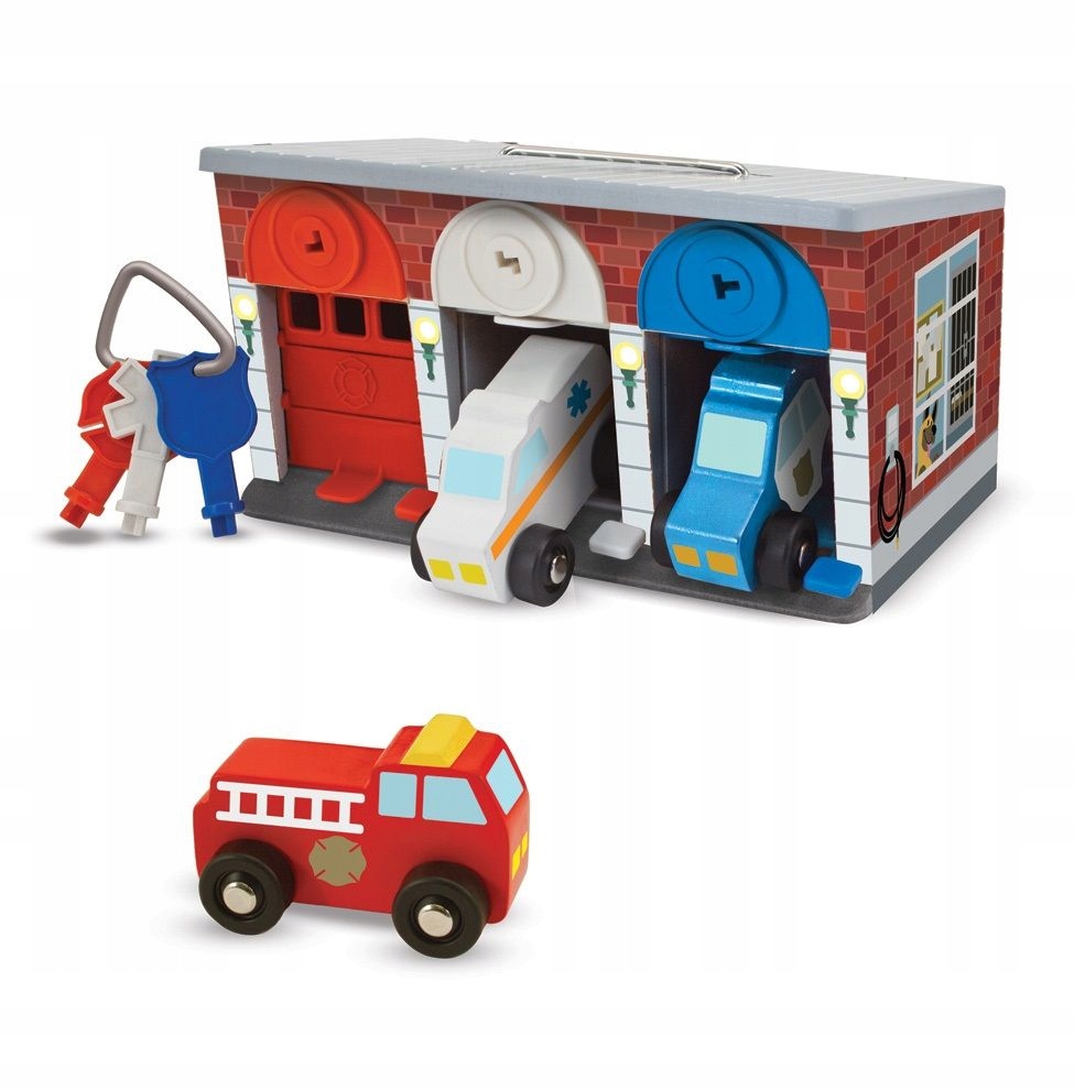 Zestaw zabawek garaż dla pojazdów ratunkowych Melissa & Doug drewniany