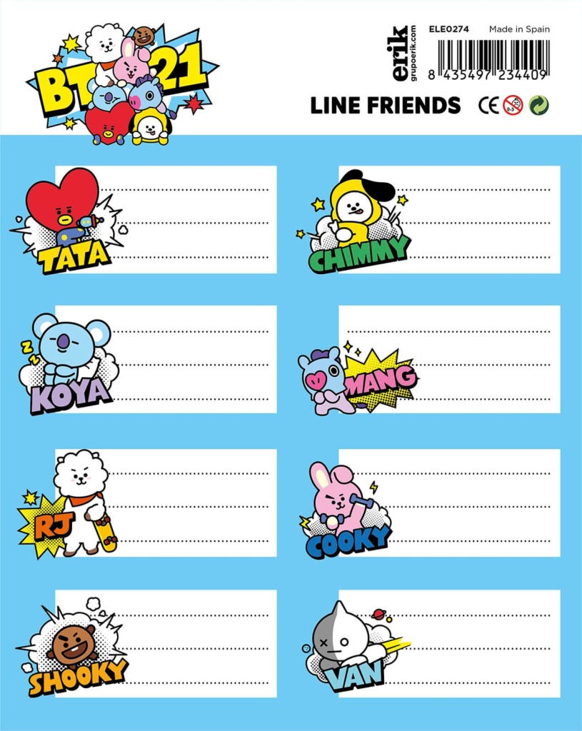 BT21 - Zestaw 16 naklejek na zeszyty / książki