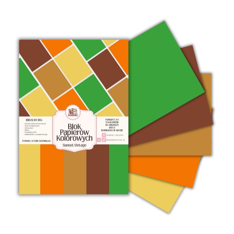 Papier kolorowy A4 MaDam Creative 10 arkuszy 180 g/m²