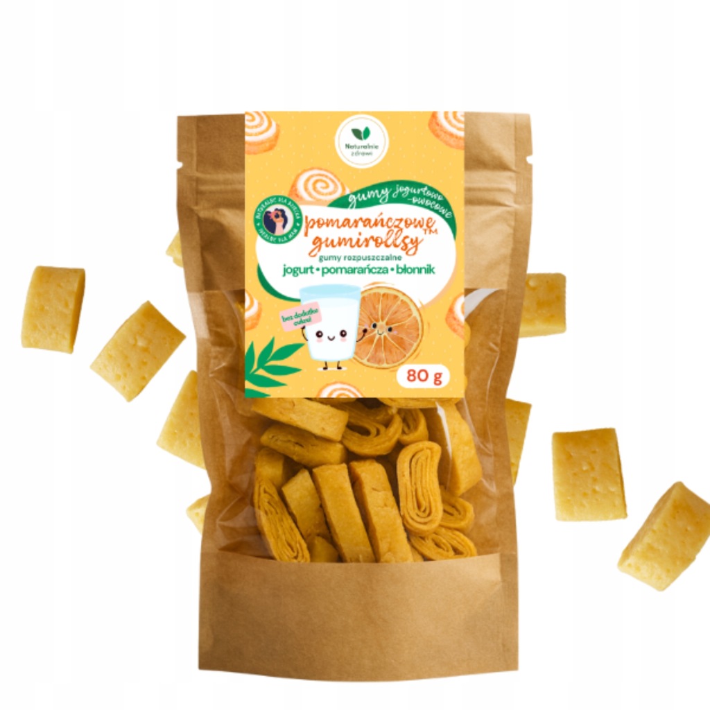 Gumirollsy POMARAŃCZOWE 80 g jogurtowe gumy rozpuszczalne bez cukru