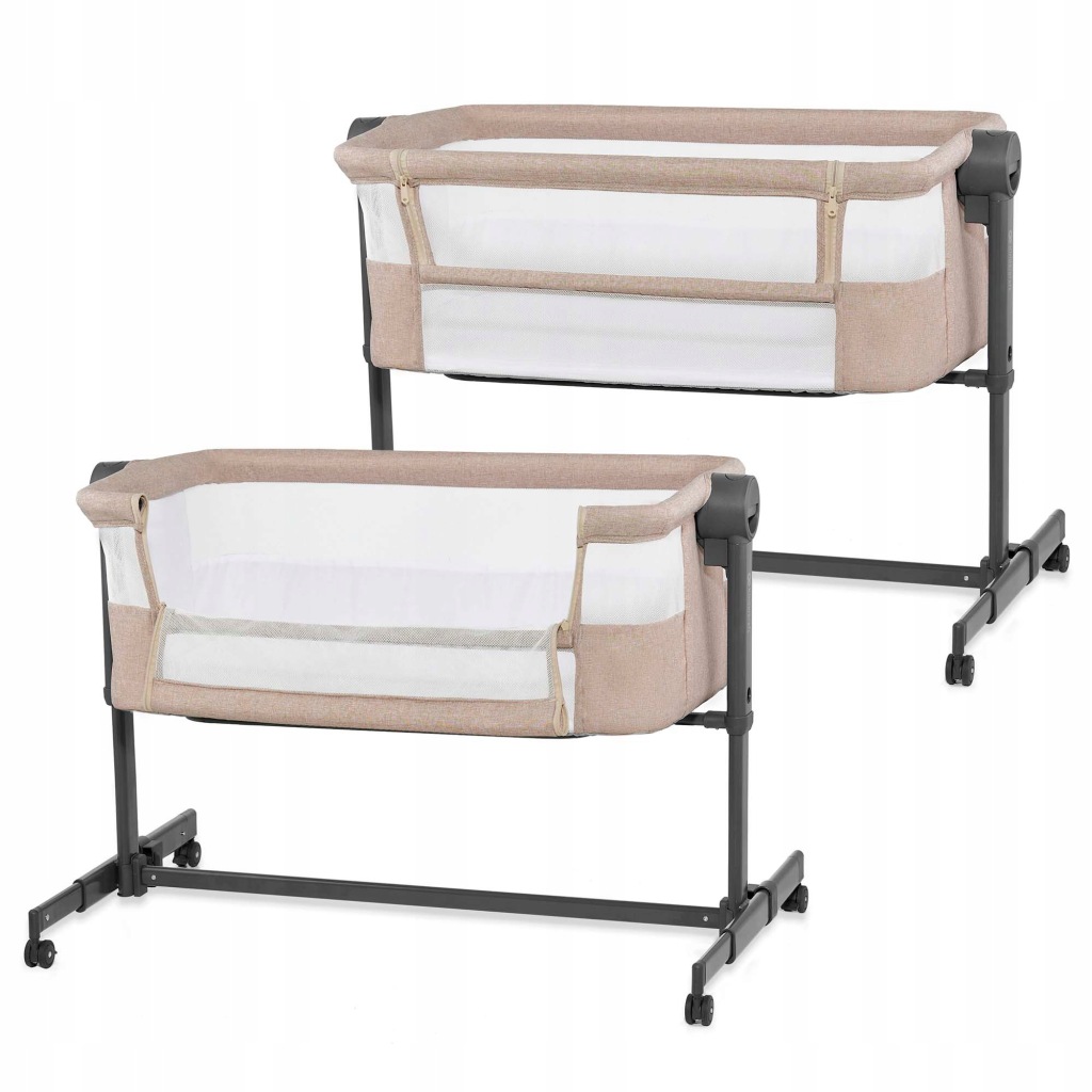 Łóżeczko dostawne Kinderkraft NESTEE UP 2 beżowe, 2w1, 98×60,5×68‑79 cm